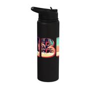 Ibiza Island Beach Retro Palm Tree Vintage Vacation Souvenir Stainless Steel Insulated Water Bottle