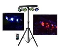 IBIZA LIGHT DERBY FX BAR 2 x RGBW PAR CANS + 2 RGBWA MOONFLOWER DJ DISCO KIT