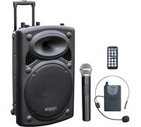 Ibiza - PORT15VHF-BT - Portable speaker 15"/800W MAX with 2 microphones (VHF), remote control and protective case - Bluetooth, USB, SD - 6 to 8h autonomy