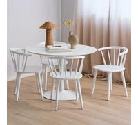 Ibiza Round Dining Set - 4 Seater - 110cm - White - with 4 Ida Spindle Dining Chairs