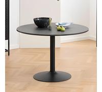 Ibiza Round Dining Table - 4 Seater - 110cm - Black Marble Effect