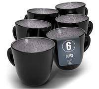 Ibiza Set of 6 Stoneware Mugs - Modern, Dishwasher, and Microwave-Safe - Stylish Coffee Mug Set - Coffee Cup - Cool Tea and Coffee Mug Set - Pure Living in Dark Grey