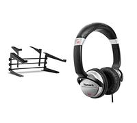 Ibiza SLAP190 Double Laptop Stand & Numark HF125 - Ultra-Portable Professional DJ Headphones with 6 ft Cable, 40 mm Drivers for Extended Response & Closed Back Design for Superior Isolation, Black