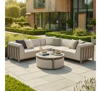 Ibiza Small Corner Garden Sofa Set - with Footsool Coffee Table - Ceramic Top - Latte