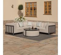 Ibiza Small Corner Garden Sofa Set - with Footstool - Coffee Table - Ceramic Top - Oatmeal