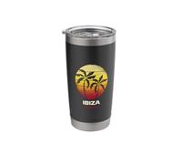 Ibiza Spain Retro Palm Sunset Tropical Beach Stainless Steel Insulated Tumbler