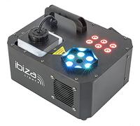 Ibiza - SPRAY-COLOR-1000-1000W fog machine with RGB LEDs and 2 remote controls - Black