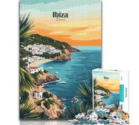 Ibiza Sunset Coast 1000 Pieces Jigsaw Puzzles for Adults And Teens,Stress Reliever Difficult Challenge Enhance Love between Couples 38x26cm