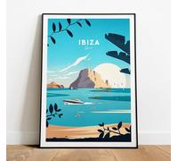 Ibiza travel print - Spain, Ibiza poster, Ibiza Artwork, Framed or print only (A3 print and black frame)