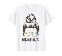 Ibiza Tropical Island Vibes Messy Bun Palm Tree Sunset T-Shirt