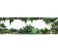 Ibiza Tropical White Wall Mural Curtain Lush Vertical Garden Wall Art, Outdoor Fence Panel, Decorative Tapestry, Modern Garden Decor, Tropical Foliage Design, Contemporary Botanical Backdrop