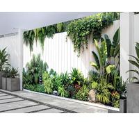 Ibiza Tropical White Wall Mural Curtain Lush Vertical Garden Wall Art, Outdoor Fence Panel, Decorative Tapestry, Modern Garden Decor, Tropical Foliage Design, Contemporary Botanical Backdrop