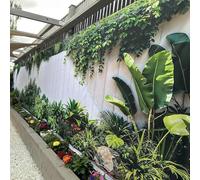 Ibiza Tropical White Wall Mural Curtain - Lush Vertical Garden Wall Art, Outdoor Fence Panel, Decorative Tapestry, Modern Garden Decor, Tropical Foliage Design, Contemporary Botanical Backdrop