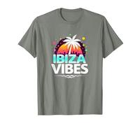 Ibiza Vibes Tropical Paradise Retro Party T-Shirt, Men, Olive Heather, M