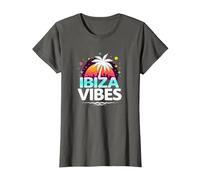 Ibiza Vibes Tropical Paradise Retro Party T-Shirt, Women, Asphalt, L