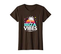 Ibiza Vibes Tropical Paradise Retro Party T-Shirt, Women, Brown, M