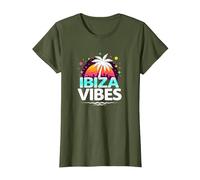 Ibiza Vibes Tropical Paradise Retro Party T-Shirt, Women, Olive, XL