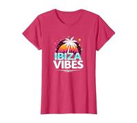 Ibiza Vibes Tropical Paradise Retro Party T-Shirt, Women, Red Heather, M