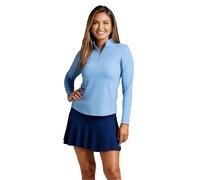 IBKUL Athleisure Wear Sun Protective UPF 50+ Icefil Cooling-Solid Long Sleeve Mock Neck Top-80000, Peri, L