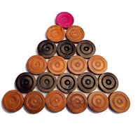IBLAY Carrom Board Coins and Striker Professional Solid Set, Wooden Checkers with Stackable Ridge (24 Carrom Board Pieces with Cover/Striker Case + 1 Striker)