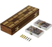 IBLAY Cribbage Boards with Storage Unique Metal Pegs and 2 Playing Cards Game Gift Set Box