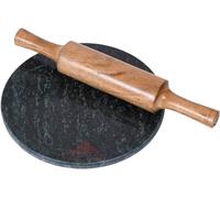 IBLAY Green Marble Chakla Belan/Chapati Maker with Wooden Belan/Rolling Pin Board for Kitchen | Full Finished Marble Roti Maker (9in)