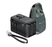 iBlockcube Swift Universal Power Charger 140W PD Fast Charger 4 USB-C,1 USB-A, International Wall Charger AC Plug All in One Worldwide Power Charger（Black gray)