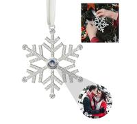 IBLUCTRY Custom Photo Ornament for Christmas Tree Personalized Hanging Snowflake Projection Pendant Christmas Decoration with Picture Inside Photo Ornament Gifts for Family Home Decor Xmas Party