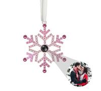 IBLUCTRY Custom Photo Ornament for Christmas Tree Personalized Hanging Snowflake Projection Pendant Christmas Decoration with Picture Inside Photo Ornament Gifts for Family Home Decor Xmas Party