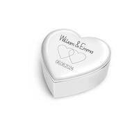 IBLUCTRY Personalized Heart Jewelry Ring Box Custom Name & Date Ring Bearer Box Jewelry Keepsake Box for Wedding Ceremony Proposal Engagement