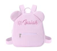 IBLUCTRY Personalized Kids Backpack Embroidered Name Toddler Backpack Cute Bear Mini Baby Backpacks Custom Corduroy Daycare Nursery Rucksack for Girls Boys Back to School Gifts