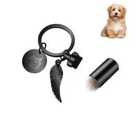 IBLUCTRY Personalized Pet Fur Memorial Photo Keychain Custom Pet Portrait Keychain with Name Dog Hair Cat Ashes Urn Keepsake Locket Sympathy Gifts