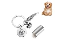 IBLUCTRY Personalized Pet Fur Memorial Photo Keychain Custom Pet Portrait Keychain with Name Dog Hair Cat Ashes Urn Keepsake Locket Sympathy Gifts