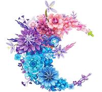 IBLUE Purple Moon Flower Building Set,Botanical Collection Crescent-Shaped Artificial Blue Flowers Building Blocks Kit Compatible for Adults Home Décor Wall Art Decoration,#T220 (Purple Moon Flower)