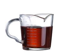 IBLUELOVER 2.5oz Espresso Shot Glass Cup Double Spouts Barista Espresso Mug Heat Resistant Mini Measure Glass Extra Small Transparent Coffee Tumbler With Anti-scald Handle 70ml