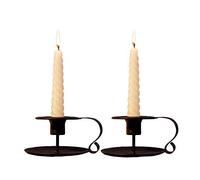 IBLUELOVER 2pcs Iron Taper Candle Holder Retro Metal Candlestick Black Vintage Chamberstick Holder Simple Candle Stand Table Decor for Party Dinner Valentine Christmas Wedding Banquet