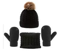 IBLUELOVER Baby Beanie Hat Scarf Gloves Set Newborn Knitted Skull Hat Warm Winter Circle Scarf Fleece Lined Pompom Cap for Toddlers Boys Girls 0-36 Months