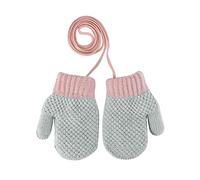 IBLUELOVER Kids Knit Thermal Mittens Winter Boys Girls Mittens with String Cute Thicken Double Layer Baby Toddler Gloves Warm Fluffy Plush Lined Full Finger Gloves Children Wool Gloves Aged 2-4