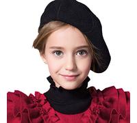 IBLUELOVER Kids Wool Blend French Beret Hat Girls Boys Classic French Style Artist Beret Beanie Cap Solid Color Winter Autumn Warm Bowler Hat Fancy Dress Dome Beret for Girls Boys Black