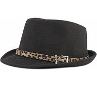 IBLUELOVER Men Fedora Trilby Panama Hat Classic Bowler Hat Woolen Felt Bush Cap Western Cowboy Jazz Gentlemans Cap Short Brim Warm Autumn Winter Headwear for Men Women,56-58cm Black