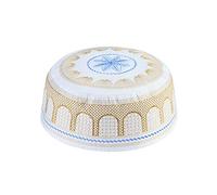 IBLUELOVER Muslim Prayer Hat Men Islam Kufi Headware Prayer Cap Indian Topi Round Embroidery Skull Cap Arabic Turkish Beanie Hat Ramadan Pray Eid Gift 59cm Yellow