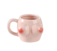 IBLUELOVER Novelty Boobs Coffee Mug 300ML Creative Human Body Shape Espresso Mug Ceramic 3D Artistic Breasts Tea Cup with Handle Large Boob Drinking Water Cup Home Decor for Gag Gifts Parties