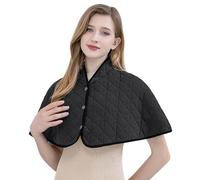 IBLUELOVER Warm Shoulder Shawl Poncho for Women Winter Thermal Short Cape Double-Sided Plush Shoulder Warmer Winter Neck Protective Shawl Wrap for Elderly (Dark Grey)