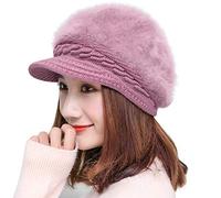 IBLUELOVER Women Knitted Newsboy Hat Fleece Lined Baker Boy Hat Peaked Beret Winter Warm Visor Beanie Cloche Cabbie Cap for Ladies Girls Purple