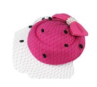 IBLUELOVER Women Pillbox Fascinator Hat Mesh Net Veil Party Hat Vintage 1940's 1950's Fascinator Top Hat Retro Felt Church Derby Tea Party Hat Rose