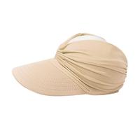 IBLUELOVER Women Sun Visor Wide Brim Empty Top Hat Ponytail Baseball Cap Adjustable Casual Trucker Hat Foldable Sports Beach Cap for Golf Tennis Cycling Running Outdoor Brown