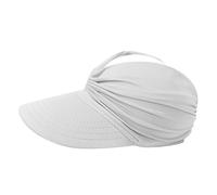 IBLUELOVER Women Sun Visor Wide Brim Empty Top Hat Ponytail Baseball Cap Adjustable Casual Trucker Hat Foldable Sports Beach Cap for Golf Tennis Cycling Running Outdoor White