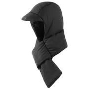 IBLUELOVER Women Winter Down Hooded Scarf Hat Warm Beanie Hat Neck Warmer Thicken Earflap Trapper Hat Windproof Peaked Cap for Cycling Hiking Skiing,56-58cm Black