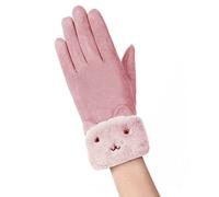 IBLUELOVER Womens Cat Touchscreen Gloves Warm Suede Gloves Cute Cartoon Soft Mittens Full Finger Windproof Driving Gloves for Ladies Girls Driving Texting Skiing Cycling