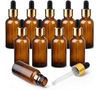 iblunt Amber Glass Dropper Bottles Refillable with Glass Pipette Dropper, for Essential oil, Aromatherapy, Eye Drops Laboratory, Massage, Makeup, Mixing, Blends Travel (AMBER, 50 ML)